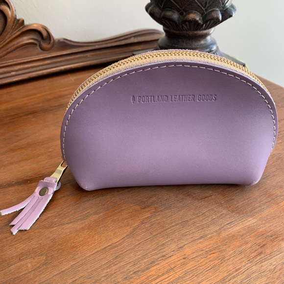 Portland Leather Handbags - Portland Leather Lilac Half Moon Zip Pouch with Tassel
